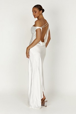 Women's Meshki Yvette Slip Asymmetrical Hem Maxi Dress White Australia | Q7R-4795