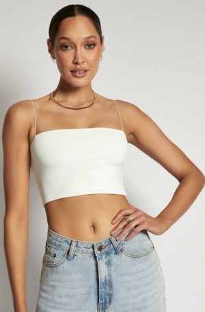 Women's Meshki Yvonne Cami Crop Tops White Australia | P7L-7737