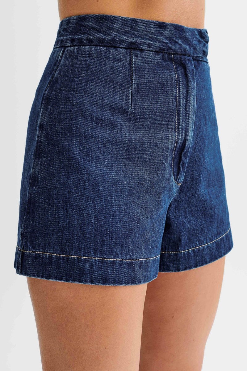 Women's Meshki Abel Denim Shorts Dark Blue Australia | K6W-1927