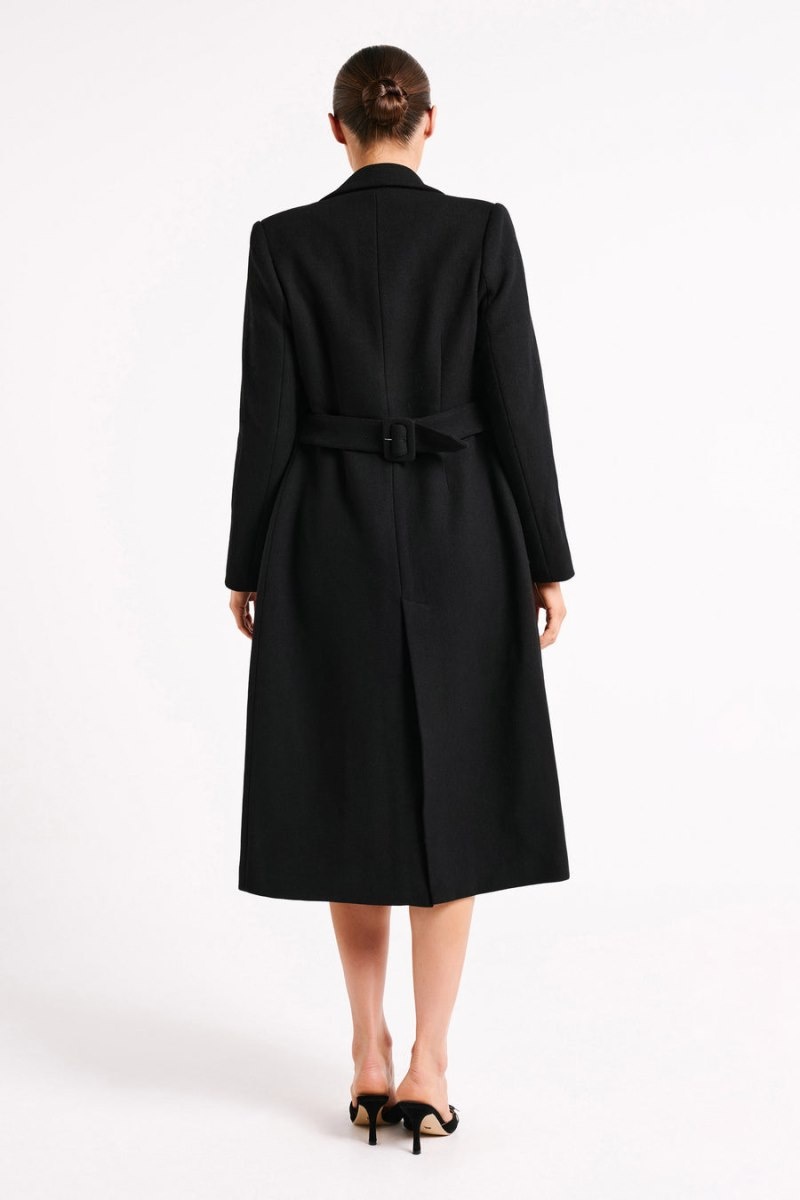 Women's Meshki Adelaide Cinched Wool Trench Coat Black Australia | J5E-7188