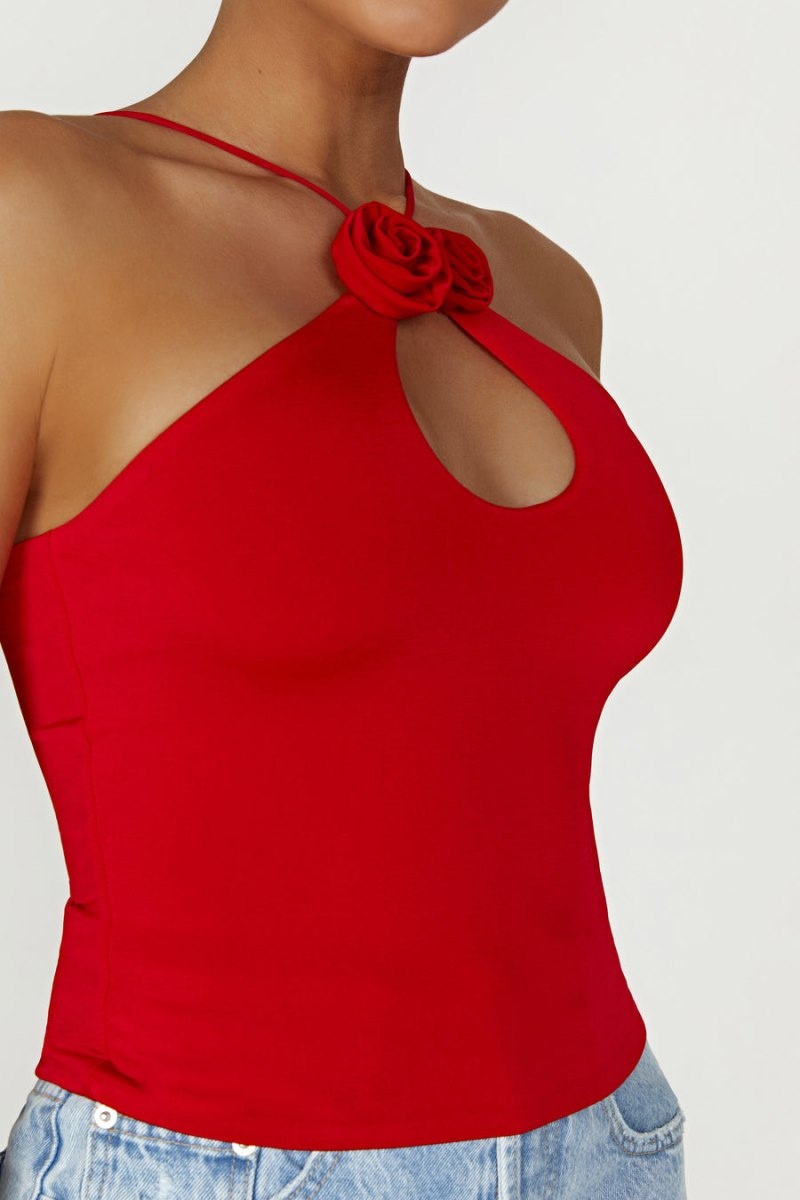 Women's Meshki Adeline Rose Halter Tops Red Australia | T3T-0980