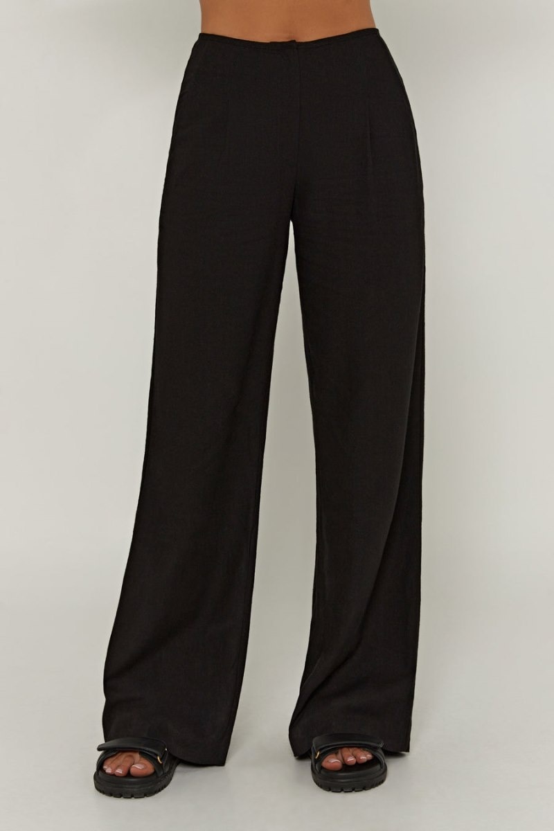 Women's Meshki Adina Linen Pants Black Australia | Y3Y-1870