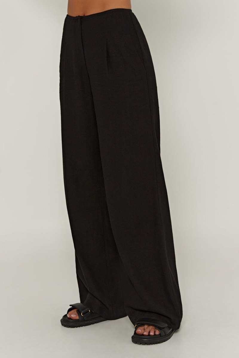 Women's Meshki Adina Linen Pants Black Australia | Y3Y-1870