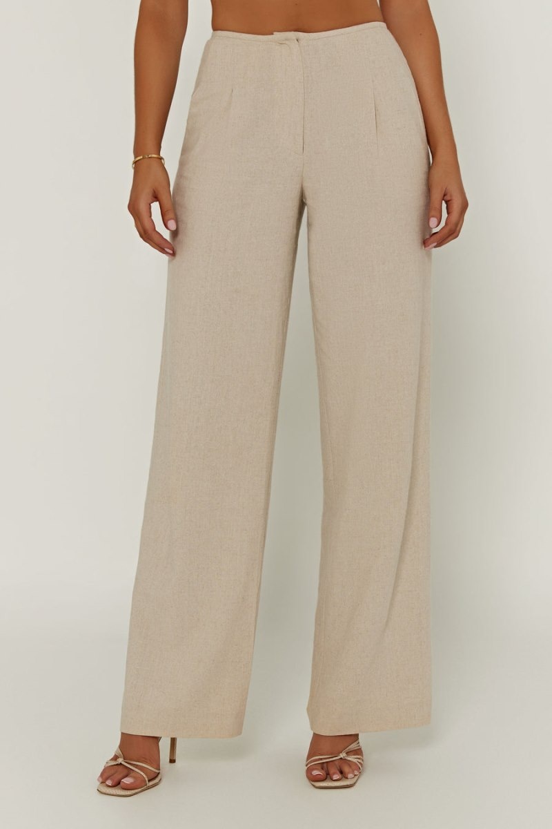 Women's Meshki Adina Linen Pants White Australia | A0S-6504