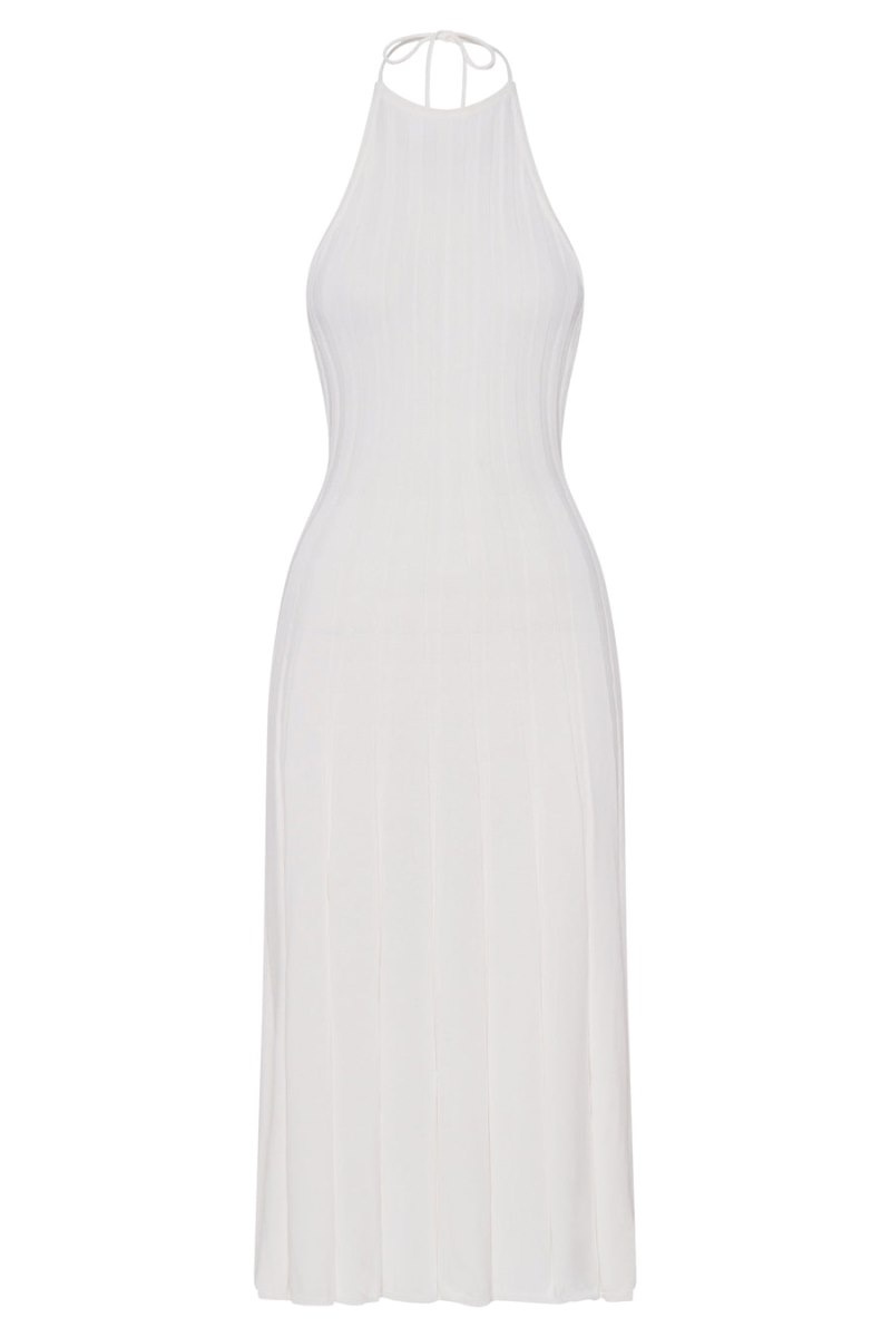 Women's Meshki Adrienne Halter Neck Midi Dress White Australia | V0L-3935