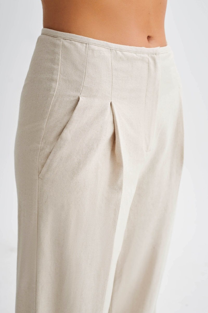 Women's Meshki Adrina Straight Leg Linen Pants White Australia | Q8X-9697