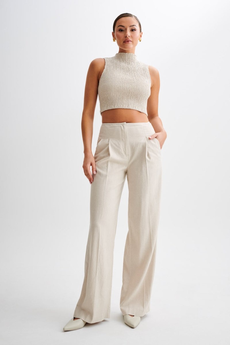 Women's Meshki Adrina Straight Leg Linen Pants White Australia | Q8X-9697