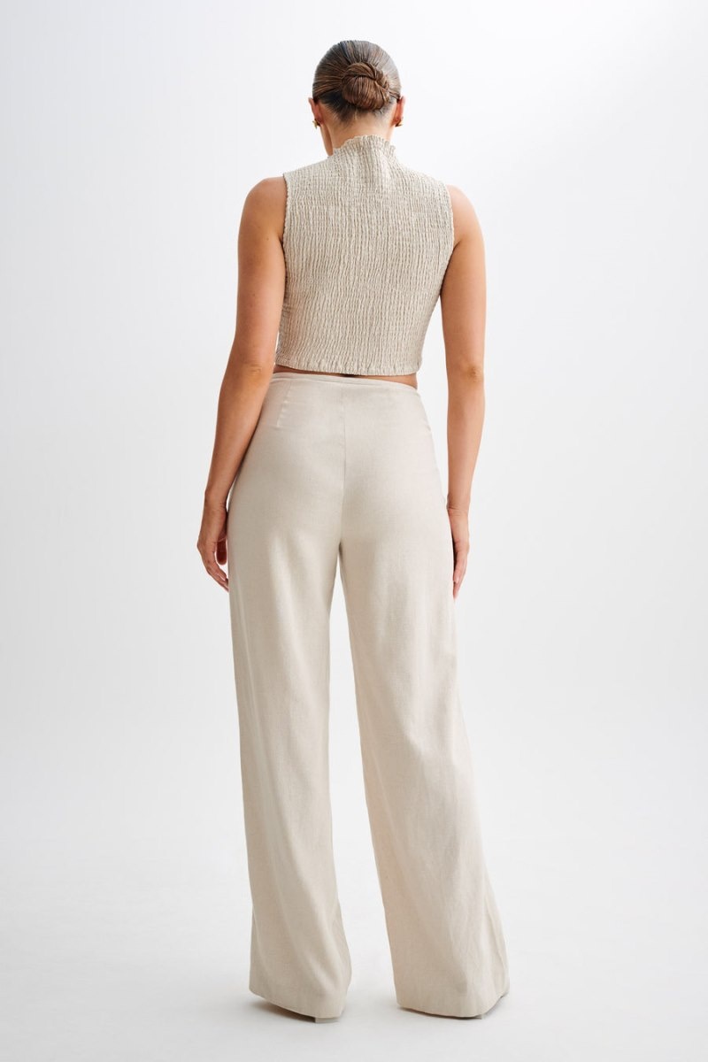 Women's Meshki Adrina Straight Leg Linen Pants White Australia | Q8X-9697