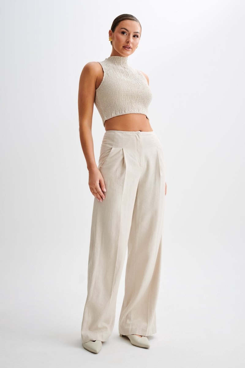 Women's Meshki Adrina Straight Leg Linen Pants White Australia | Q8X-9697