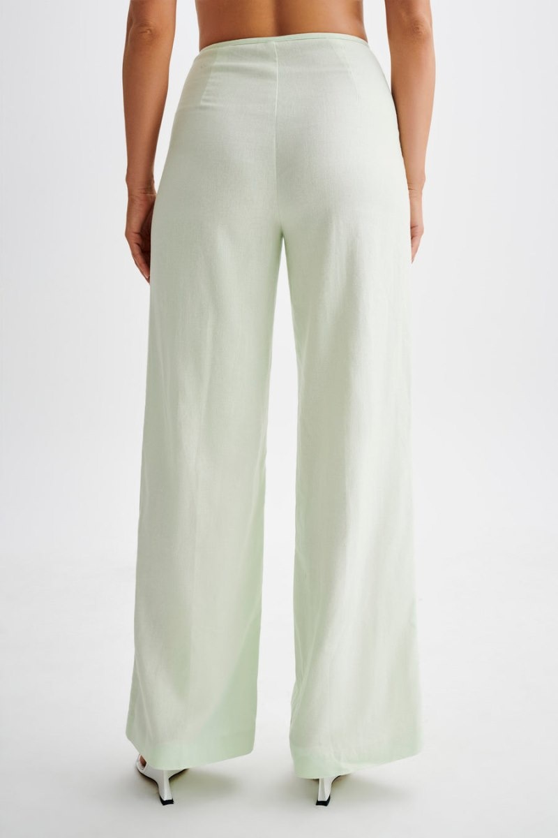 Women's Meshki Adrina Straight Leg Linen Pants Mint Australia | C6Y-9406