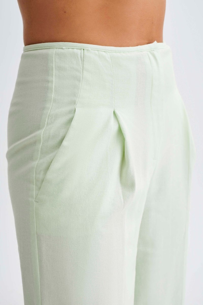 Women's Meshki Adrina Straight Leg Linen Pants Mint Australia | C6Y-9406