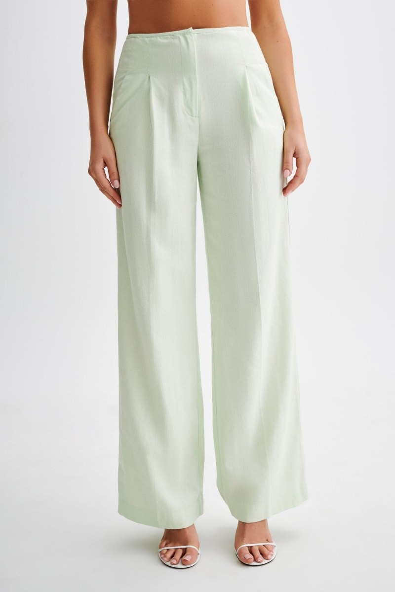 Women\'s Meshki Adrina Straight Leg Linen Pants Mint Australia | C6Y-9406