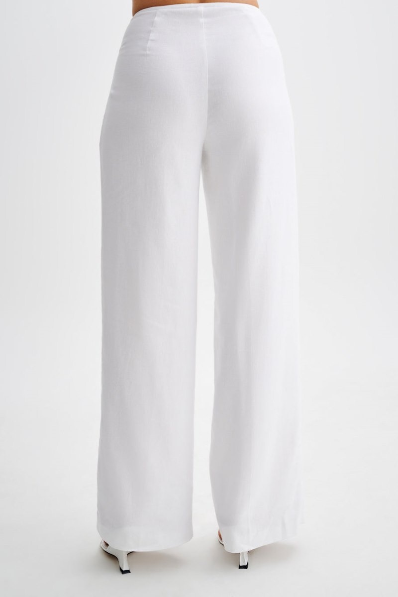 Women's Meshki Adrina Straight Leg Linen Pants White Australia | D5T-7807