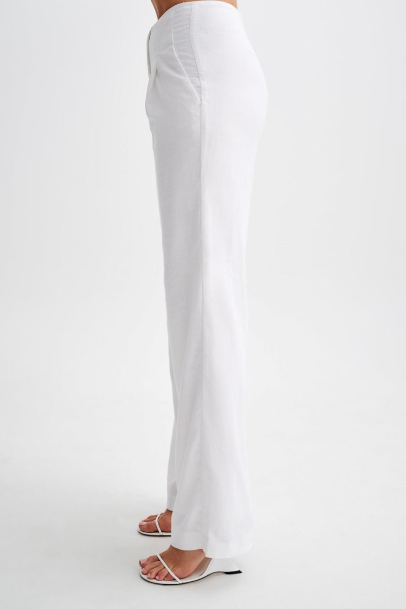 Women's Meshki Adrina Straight Leg Linen Pants White Australia | D5T-7807