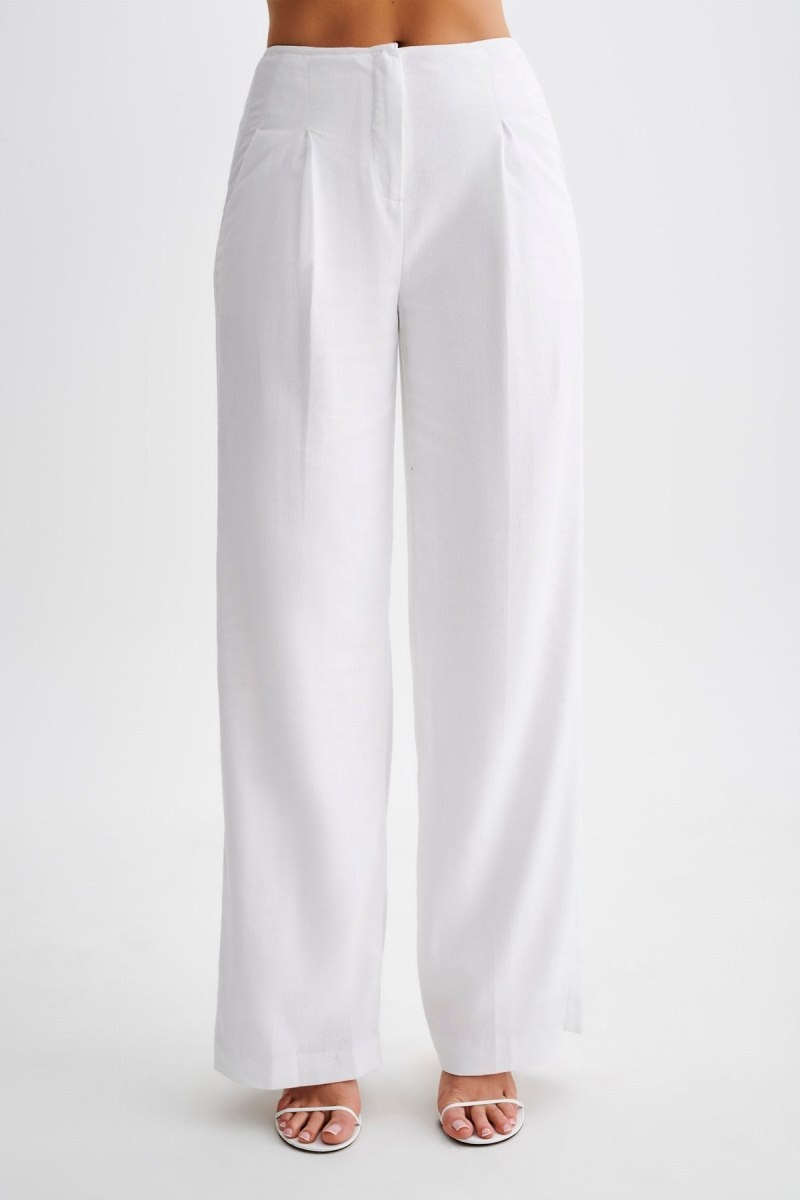 Women\'s Meshki Adrina Straight Leg Linen Pants White Australia | D5T-7807