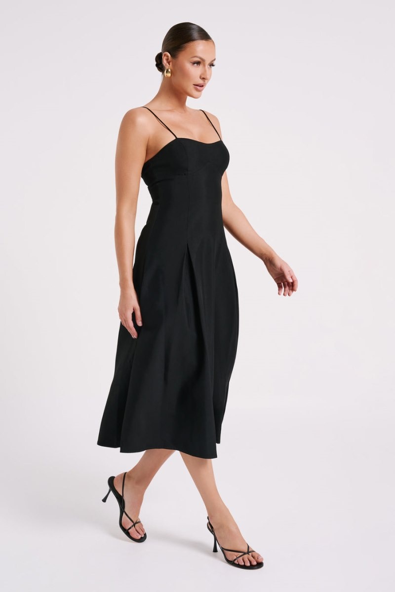 Women's Meshki Alaina A-Line Midi Dress Black Australia | G3X-8064