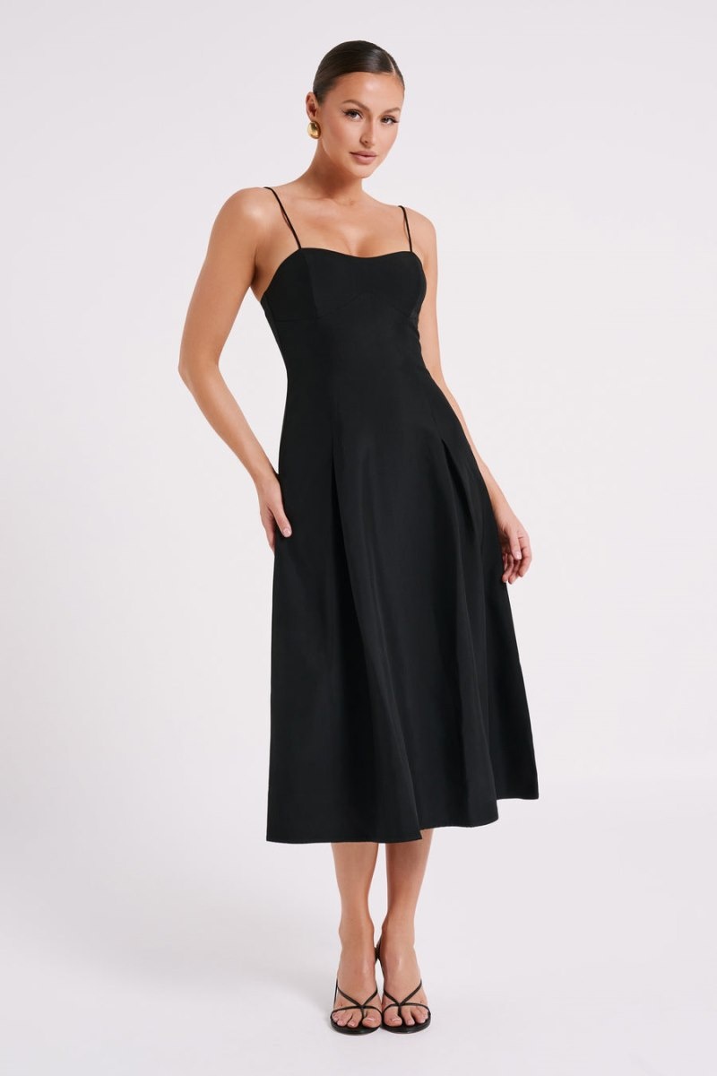 Women's Meshki Alaina A-Line Midi Dress Black Australia | G3X-8064