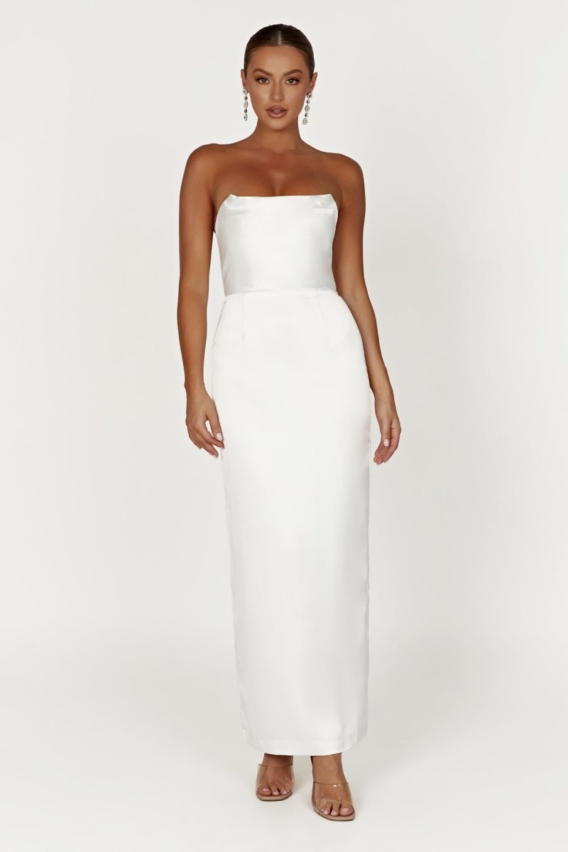 Women\'s Meshki Alanis Strapless Maxi Dress White Australia | O0X-4201