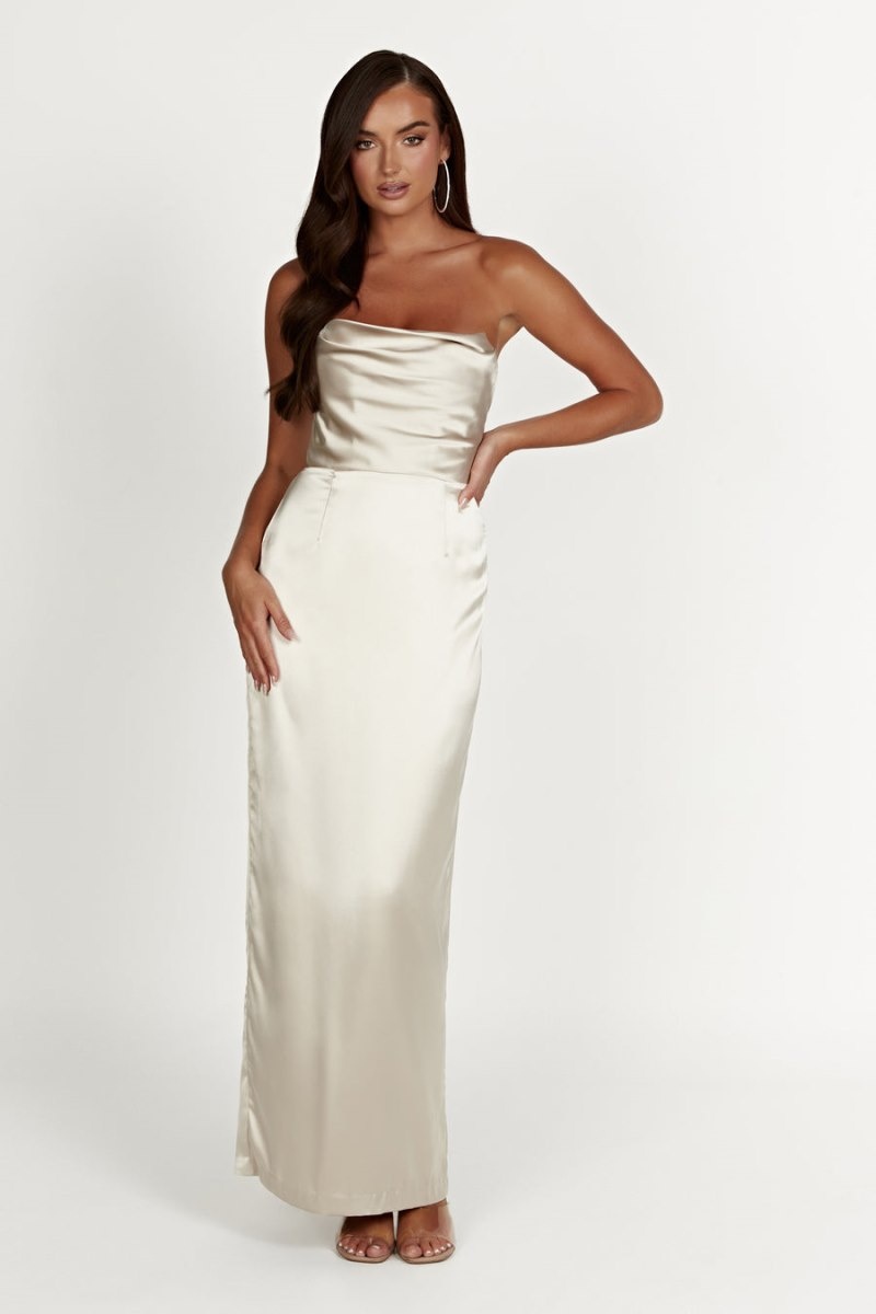 Women's Meshki Alanis Strapless Maxi Dress Beige Australia | Q6F-7001