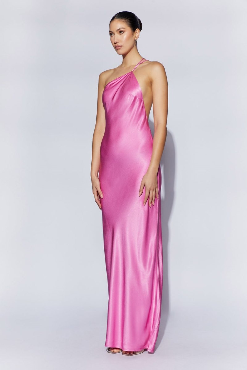 Women's Meshki Alena One Shoulder Maxi Dress Pink Australia | L7H-4525