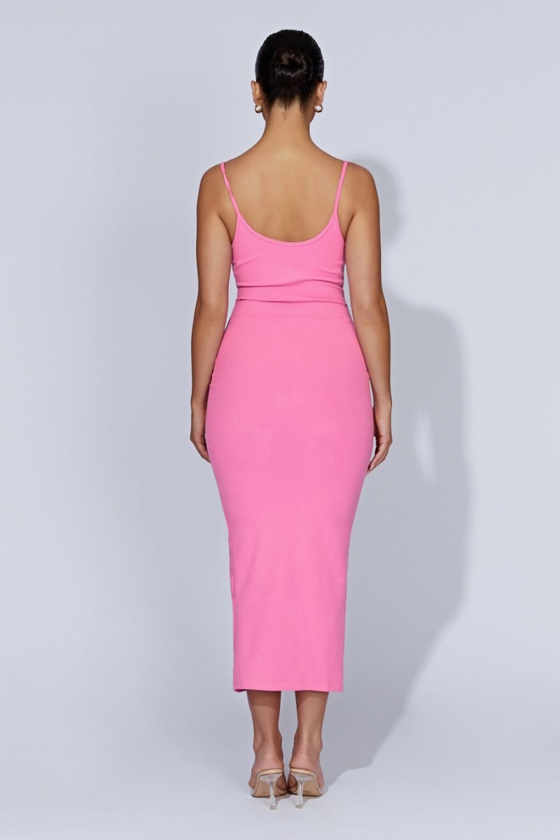 Women's Meshki Alexis Ribbed Cami Midi Dress Pink Australia | L6W-3590