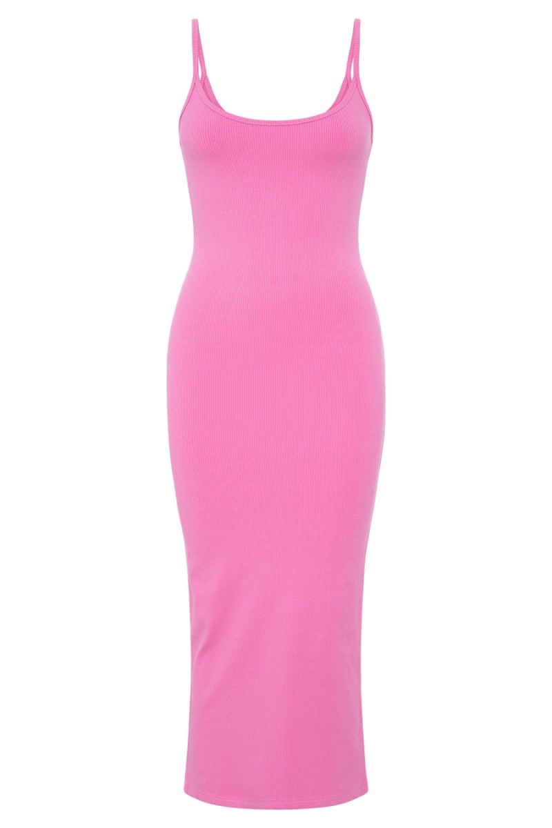 Women's Meshki Alexis Ribbed Cami Midi Dress Pink Australia | L6W-3590