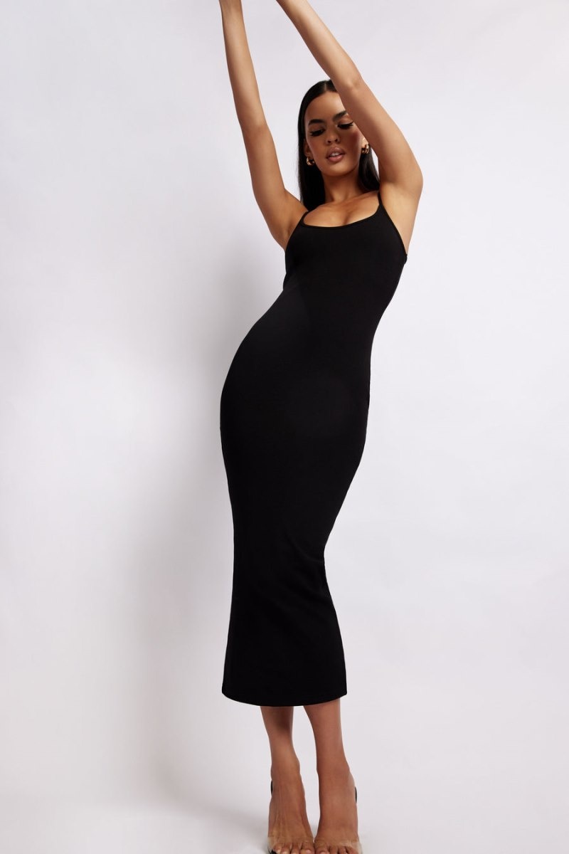 Women's Meshki Alexis Ribbed Cami Midi Dress Black Australia | D6L-9202