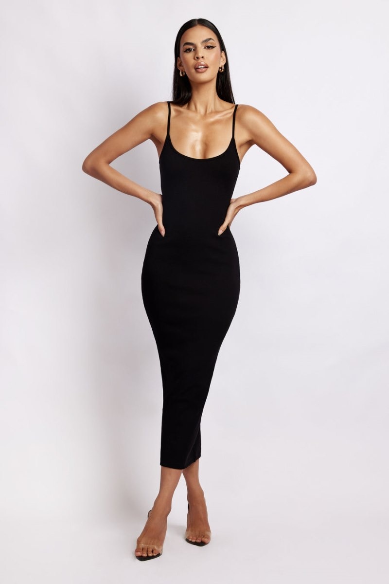 Women's Meshki Alexis Ribbed Cami Midi Dress Black Australia | D6L-9202