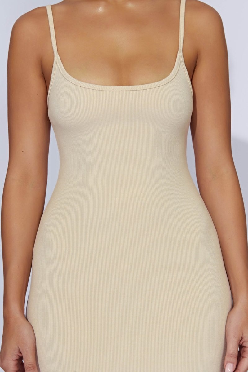 Women's Meshki Alexis Ribbed Cami Midi Dress Cream Australia | H1T-7656