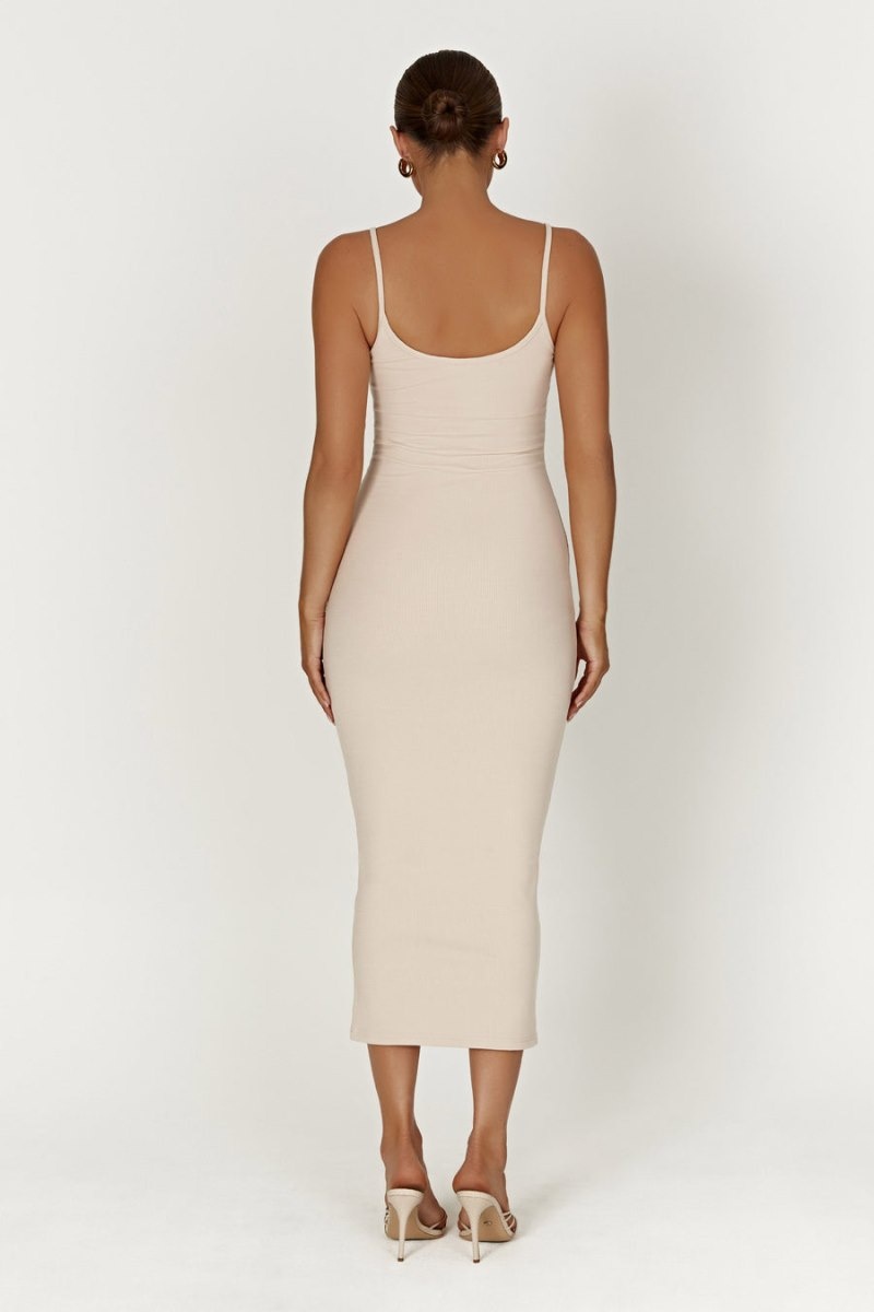 Women's Meshki Alexis Ribbed Cami Midi Dress Cream Australia | H1T-7656