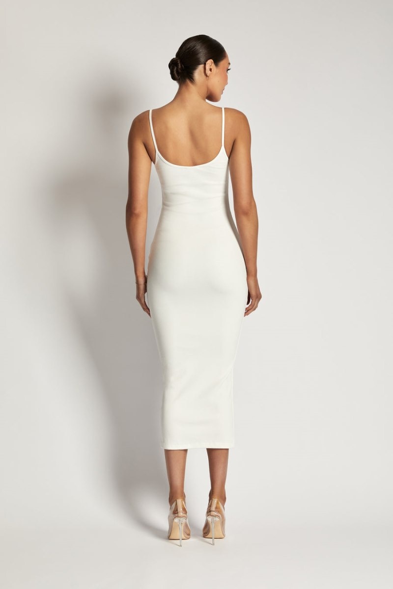 Women's Meshki Alexis Ribbed Cami Midi Dress White Australia | N8B-9620