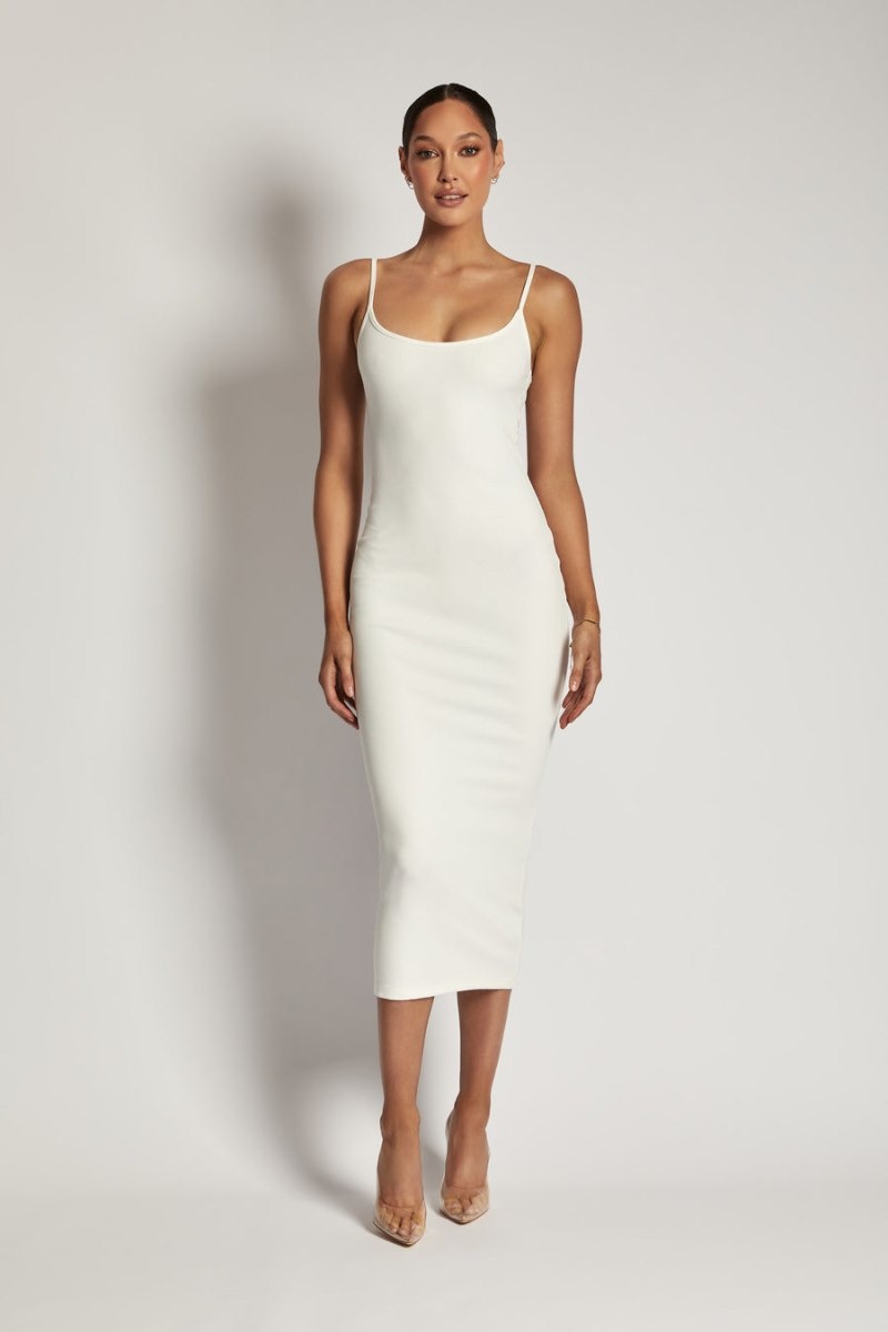 Women's Meshki Alexis Ribbed Cami Midi Dress White Australia | N8B-9620