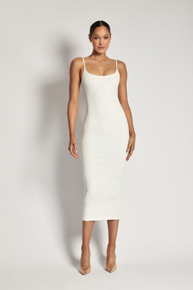 Women's Meshki Alexis Ribbed Cami Midi Dress White Australia | N8B-9620