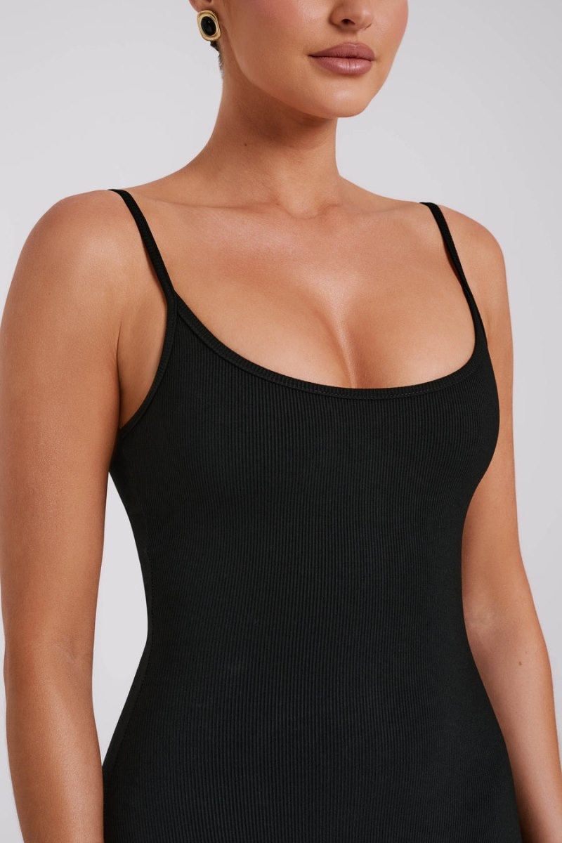 Women's Meshki Alexis Ribbed Cami Playsuit Black Australia | M6U-8040