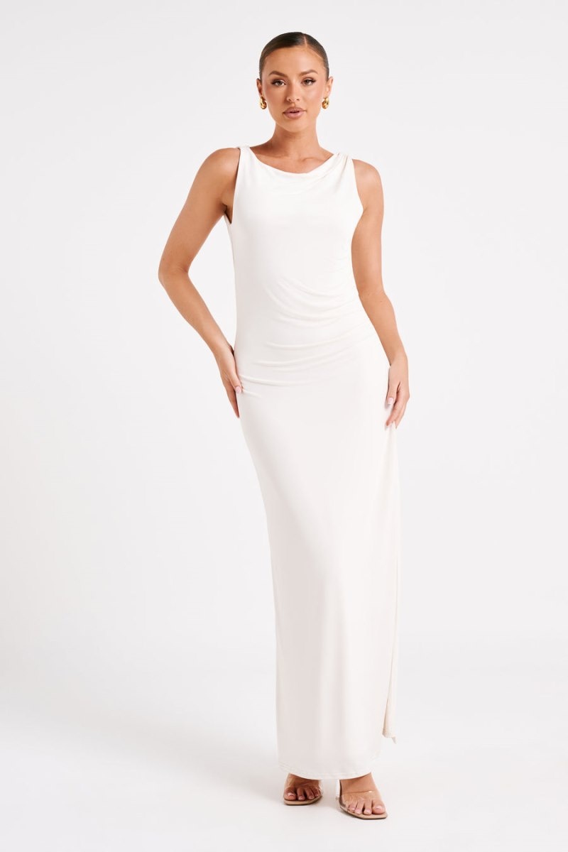 Women's Meshki Alika Draped Front Maxi Dress White Australia | L6A-9640