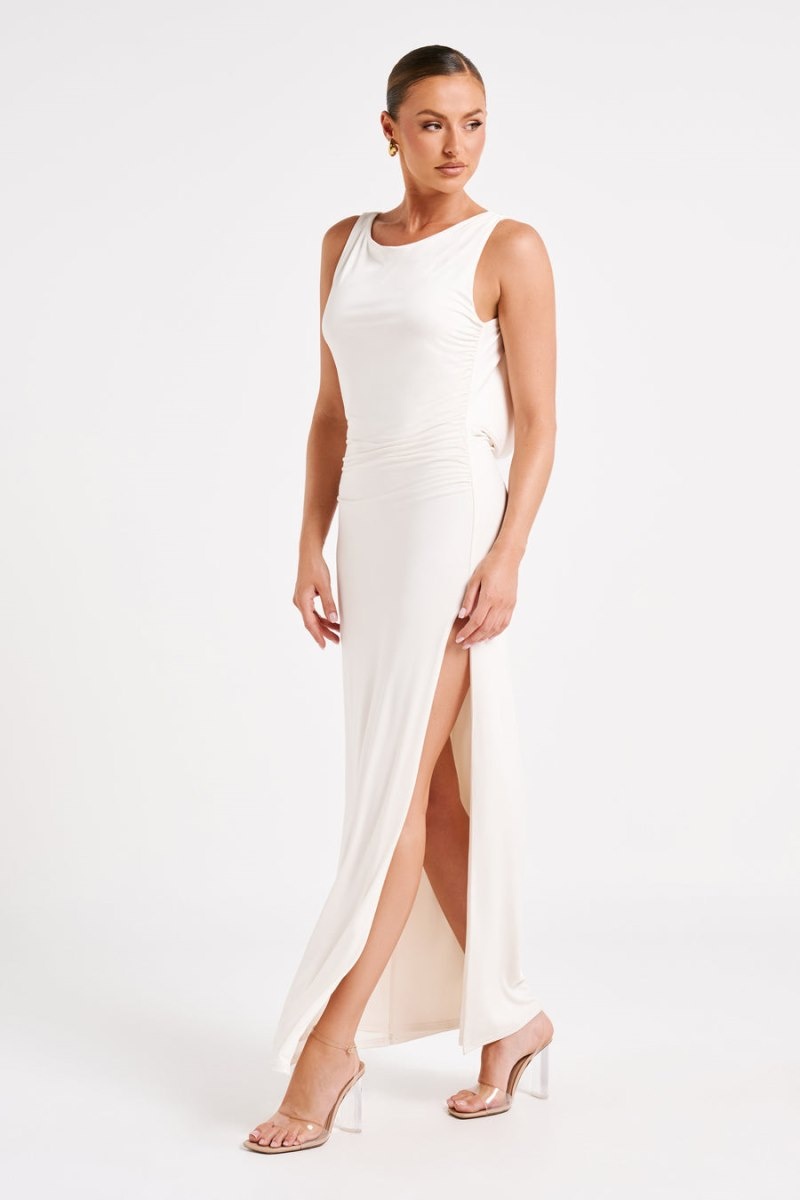 Women's Meshki Alika Draped Front Maxi Dress White Australia | L6A-9640