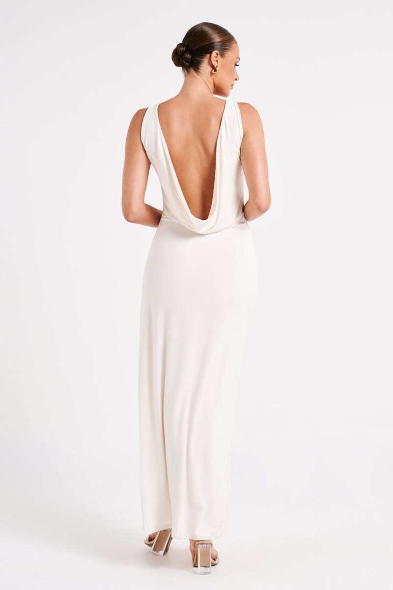 Women's Meshki Alika Draped Front Maxi Dress White Australia | L6A-9640