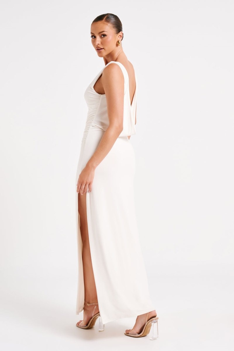 Women's Meshki Alika Draped Front Maxi Dress White Australia | L6A-9640