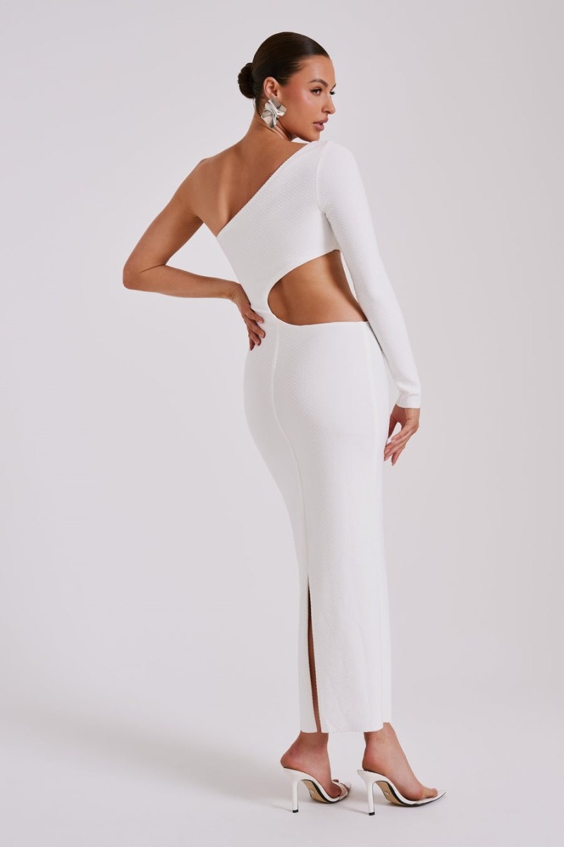 Women's Meshki Alisson Hot Fix Crepe One Shoulder Maxi Dress White Australia | I9B-6375