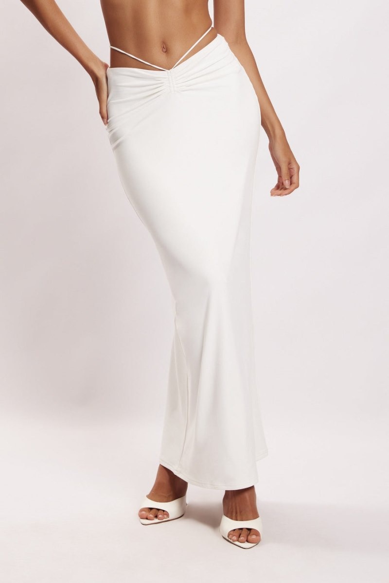 Women's Meshki Amber Ruched Maxi Skirts White Australia | F8U-1375