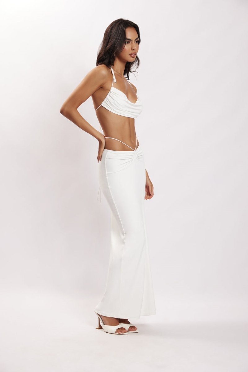 Women's Meshki Amber Ruched Maxi Skirts White Australia | F8U-1375