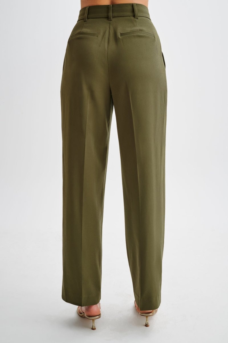 Women's Meshki Amelie Suiting Straight Leg Pants Olive Australia | Q1G-9177