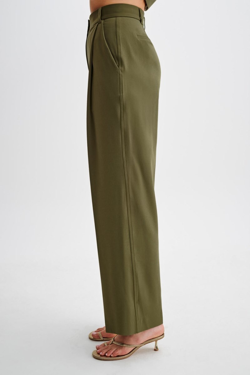 Women's Meshki Amelie Suiting Straight Leg Pants Olive Australia | Q1G-9177