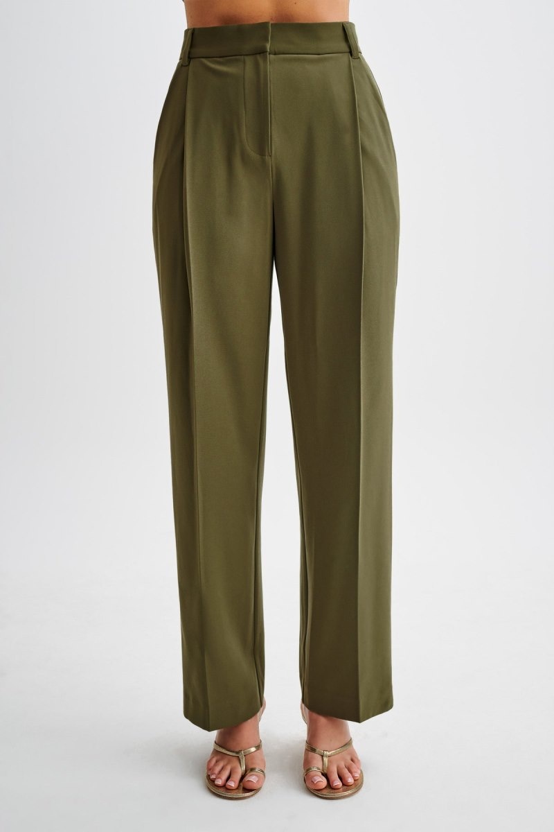 Women\'s Meshki Amelie Suiting Straight Leg Pants Olive Australia | Q1G-9177