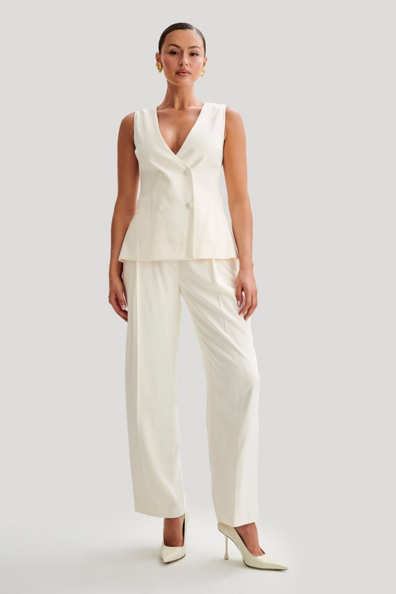 Women's Meshki Amelie Suiting Straight Leg Pants White Australia | Q8C-5340