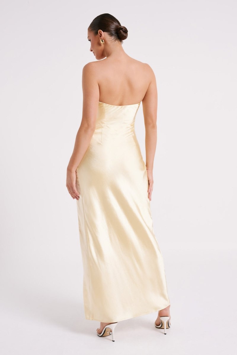 Women's Meshki Aminah Draped Strapless Maxi Dress Light Yellow Australia | C5R-1700