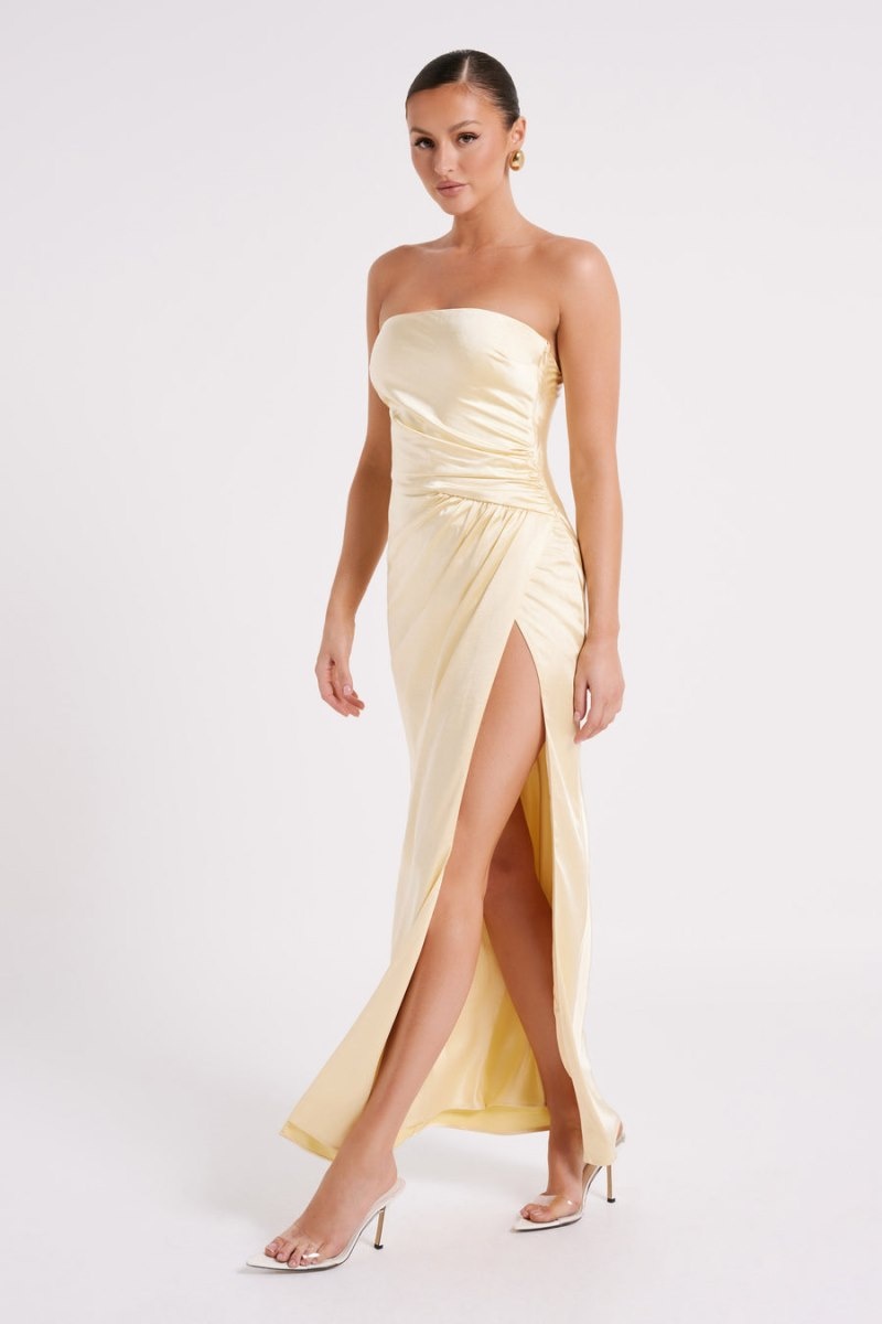 Women's Meshki Aminah Draped Strapless Maxi Dress Light Yellow Australia | C5R-1700