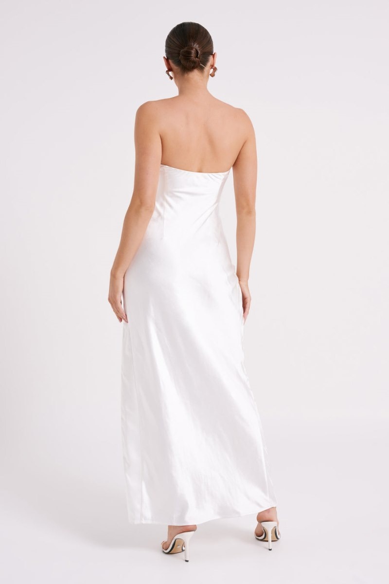 Women's Meshki Aminah Draped Strapless Maxi Dress White Australia | Z0L-2022