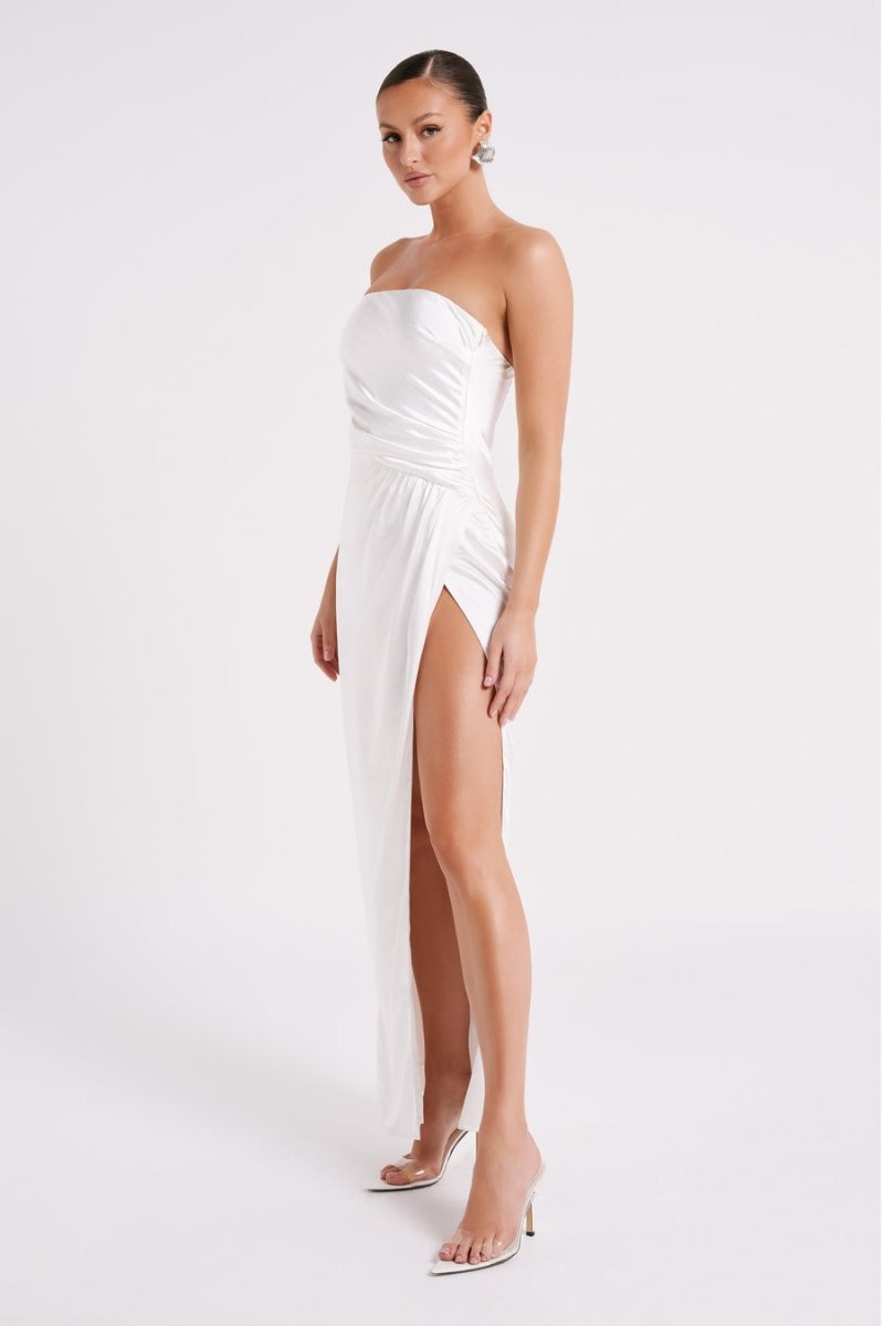 Women's Meshki Aminah Draped Strapless Maxi Dress White Australia | Z0L-2022