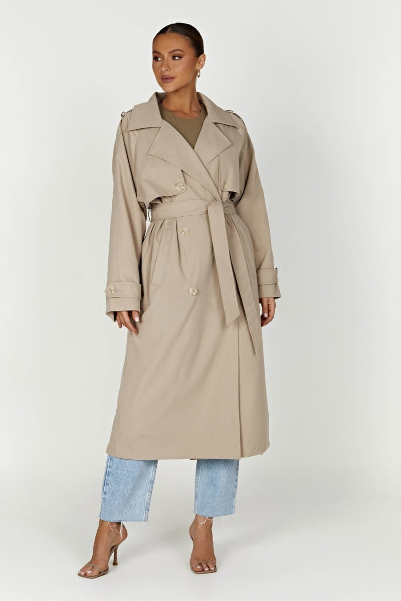 Women's Meshki Andreas Oversized Trench Coat Beige Australia | U6P-7185